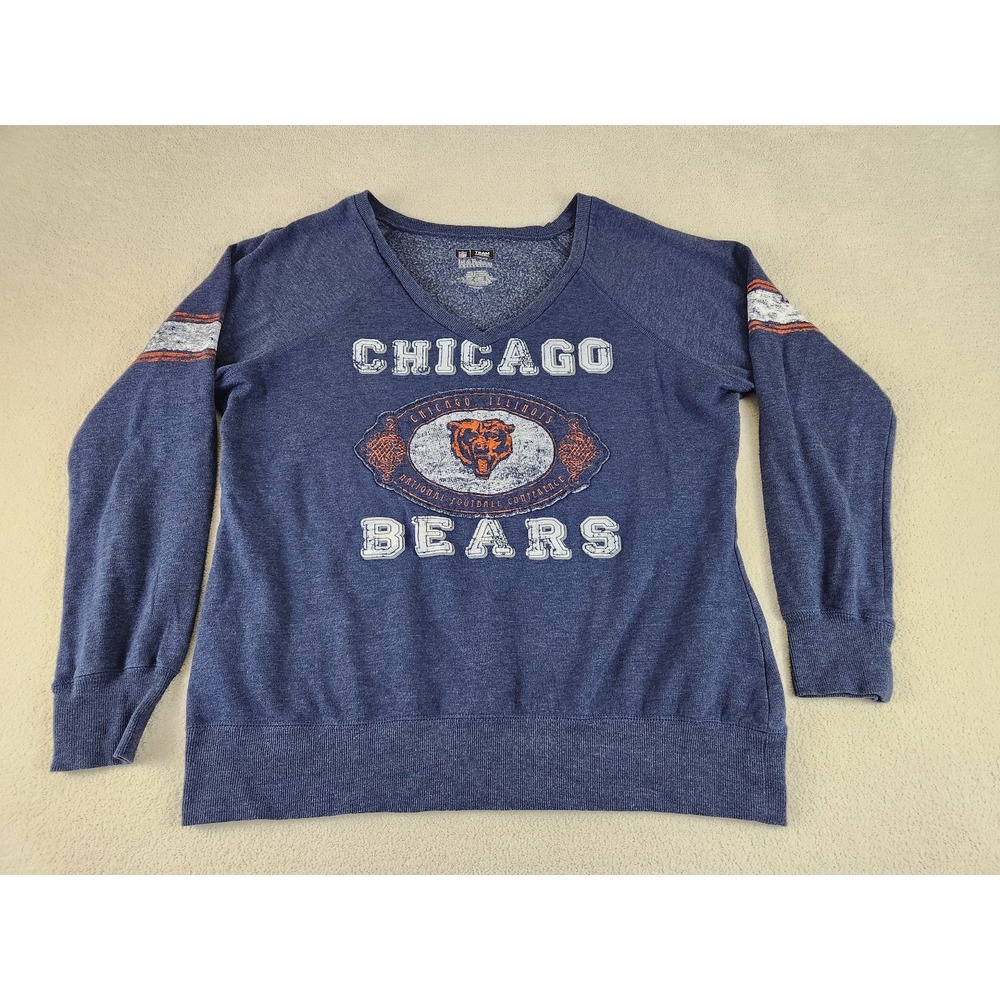 Womens 1st & Fashion NFL Chicago Bears V-Neck Sweatshirt Size XL Soft Fleece